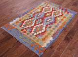 Reversible Kilim Flat Weave Wool On Wool Rug - 3' 5" X 5' 0" - Golden Nile