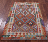 Reversible Kilim Flat Weave Wool On Wool Rug - 3' 4" X 5' 0" - Golden Nile