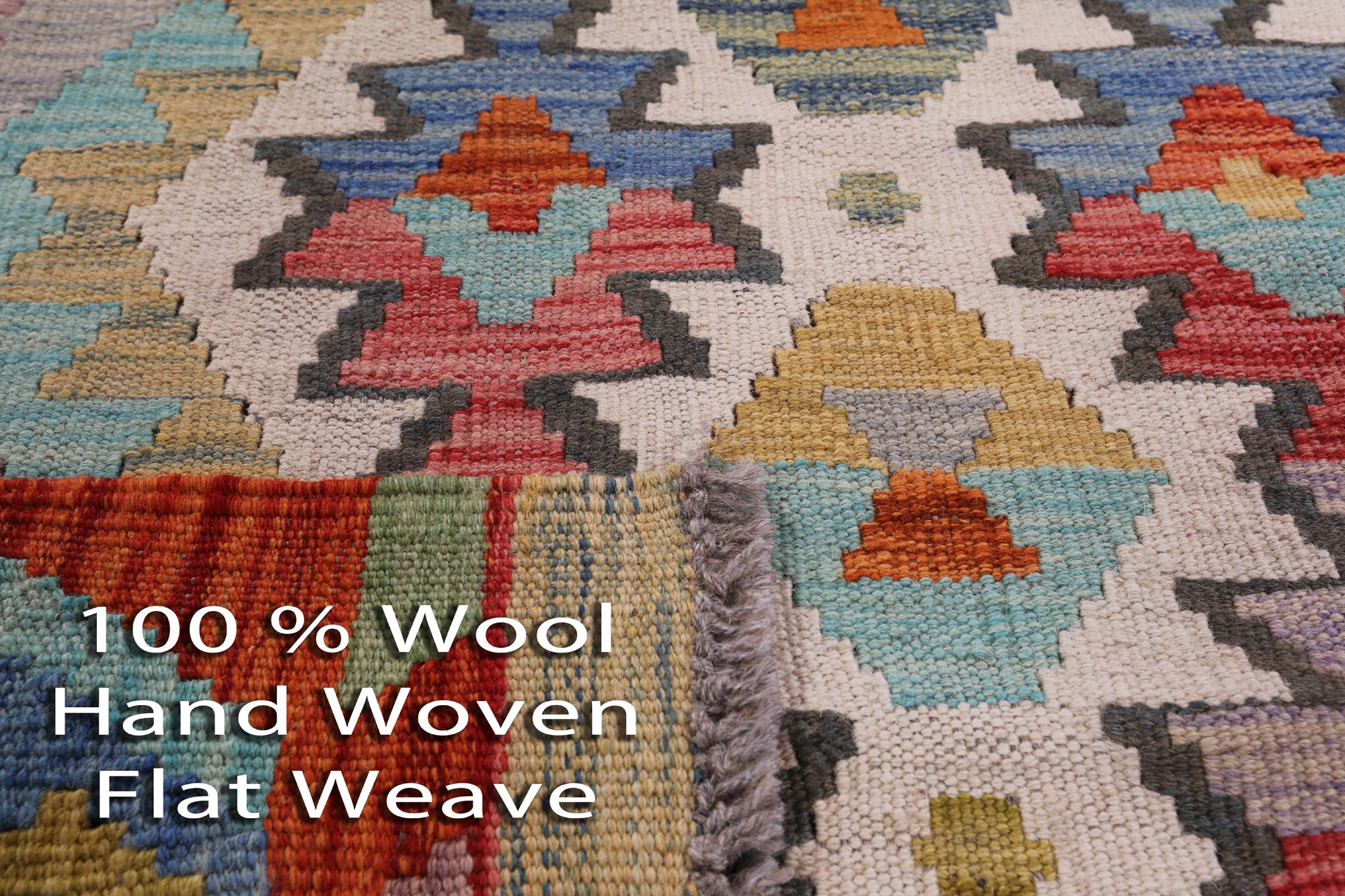 Reversible Kilim Flat Weave Wool On Wool Rug - 3' 4" X 4' 10" - Golden Nile