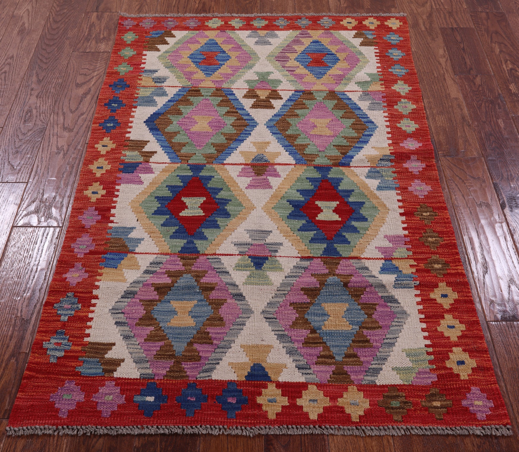 Reversible Kilim Flat Weave Wool On Wool Rug - 3' 3" X 4' 11" - Golden Nile