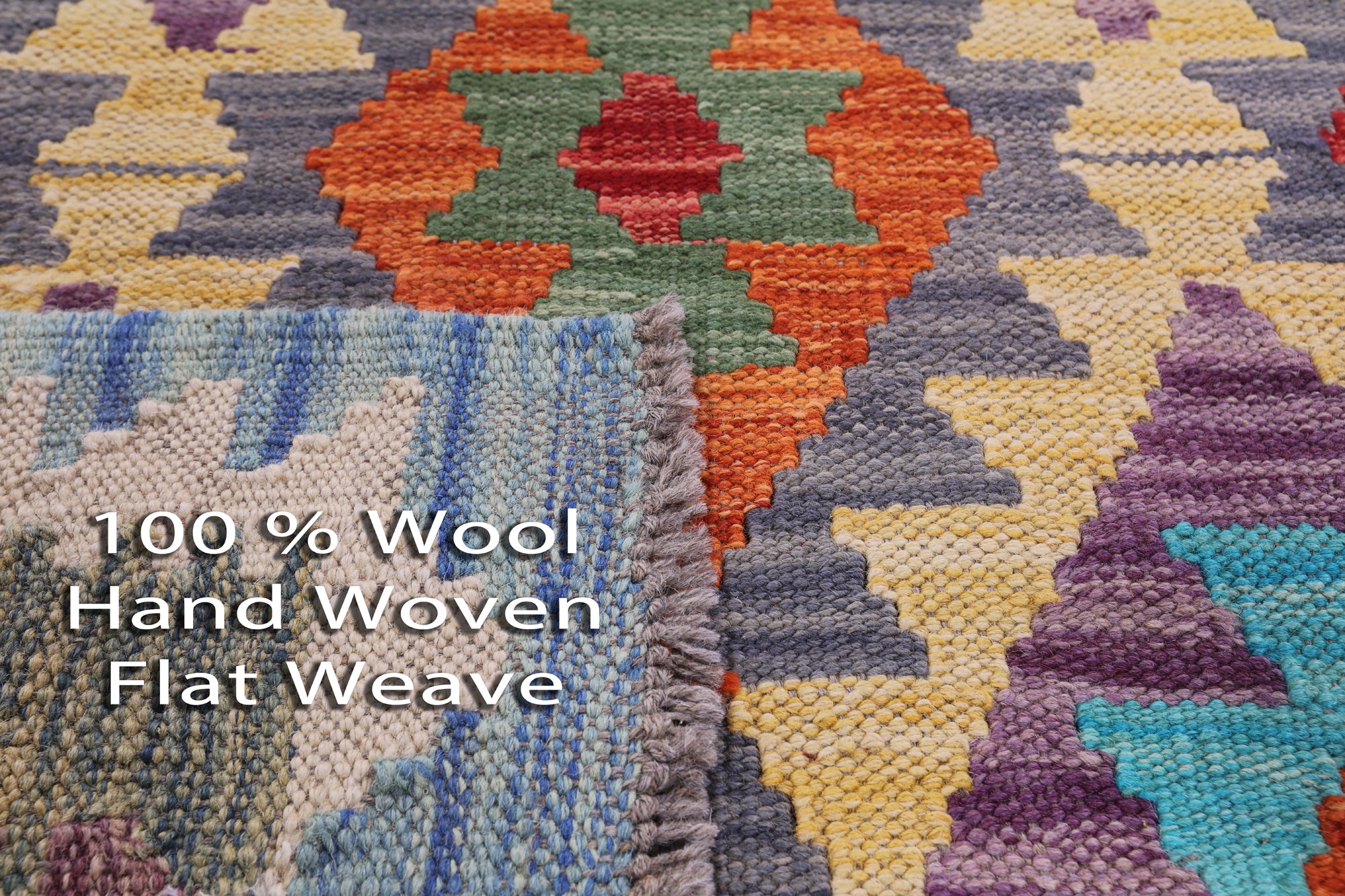 Reversible Kilim Flat Weave Wool On Wool Rug - 3' 5" X 5' 3" - Golden Nile