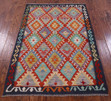 Reversible Kilim Flat Weave Wool On Wool Rug - 3' 8" X 5' 4" - Golden Nile