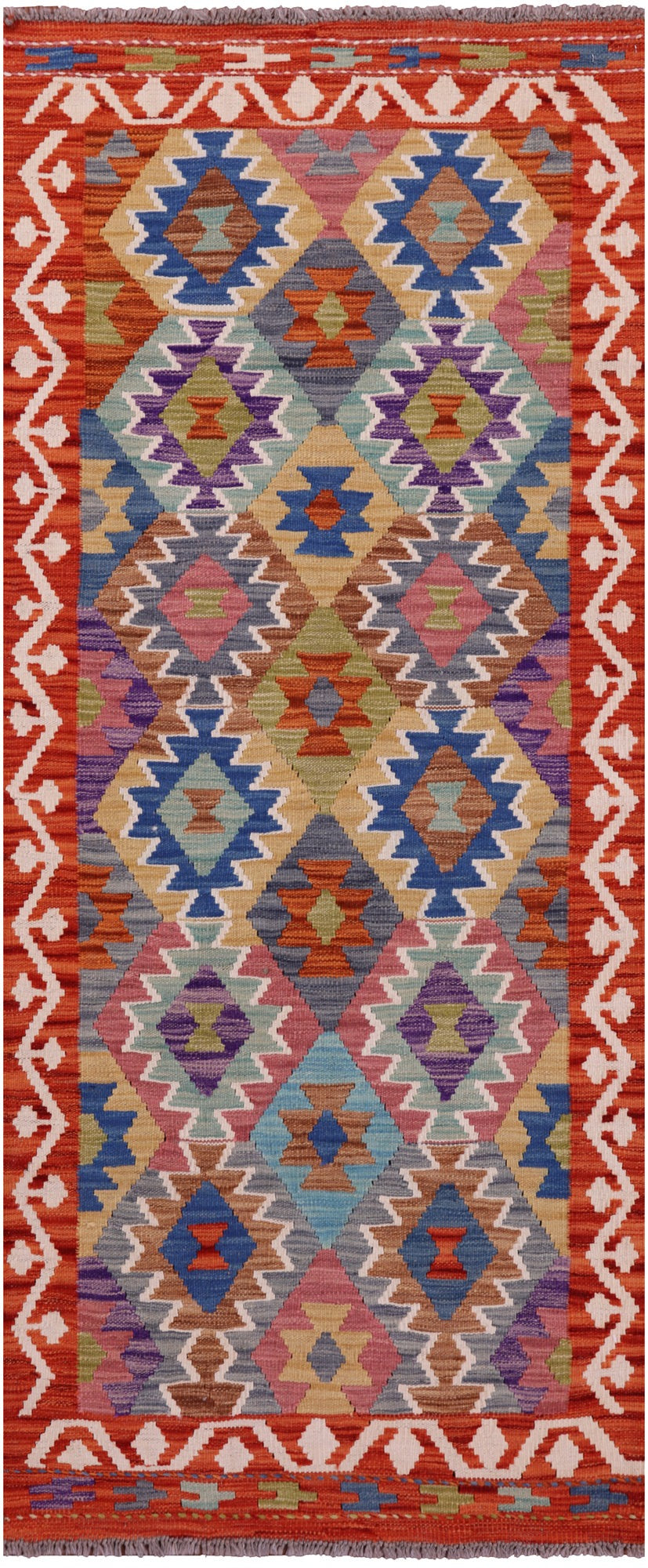 Reversible Kilim Flat Weave Wool On Wool Runner Rug - 2' 9" X 6' 7" - Golden Nile