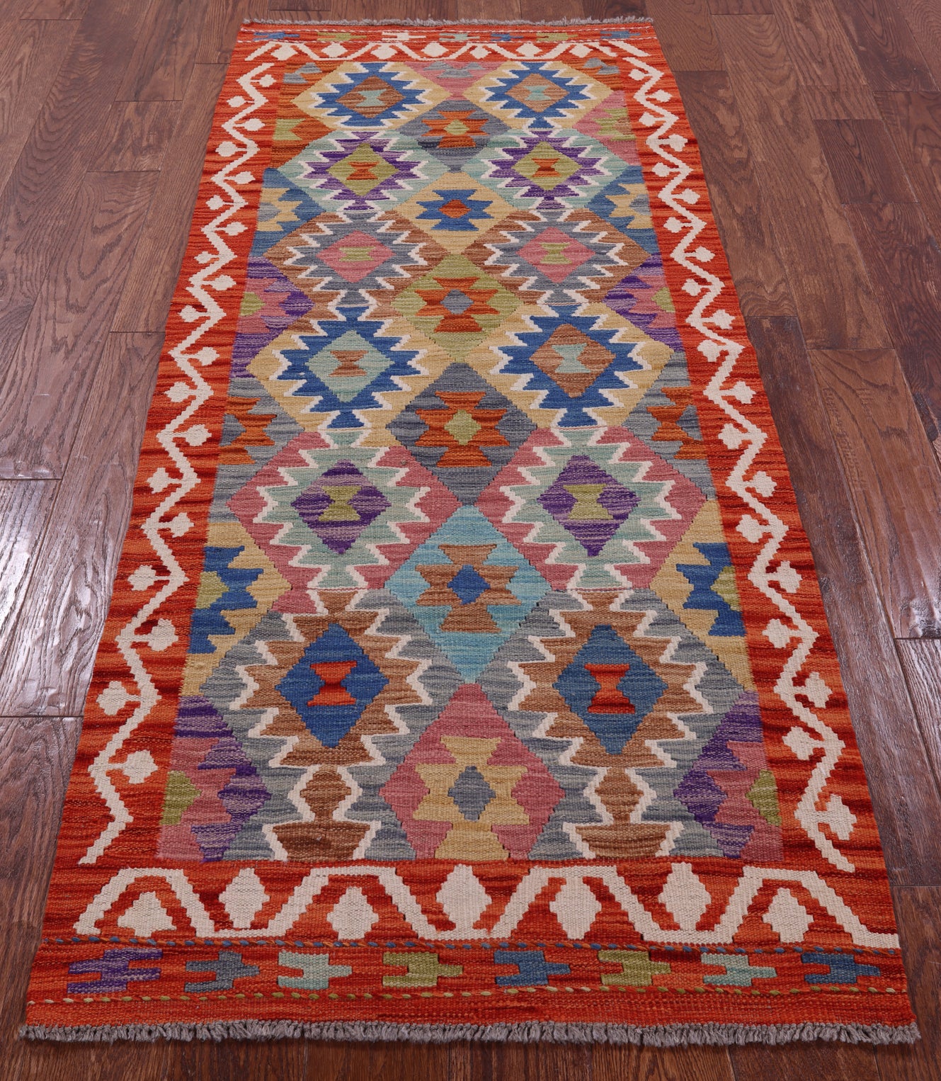 Reversible Kilim Flat Weave Wool On Wool Runner Rug - 2' 9" X 6' 7" - Golden Nile
