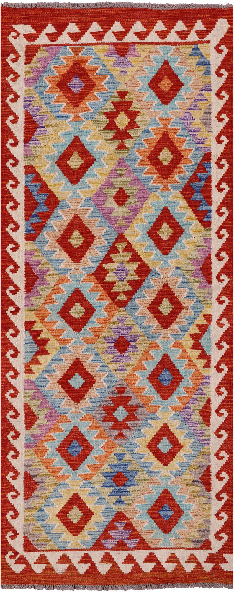 Reversible Kilim Flat Weave Wool On Wool Runner Rug - 2' 7" X 6' 7" - Golden Nile
