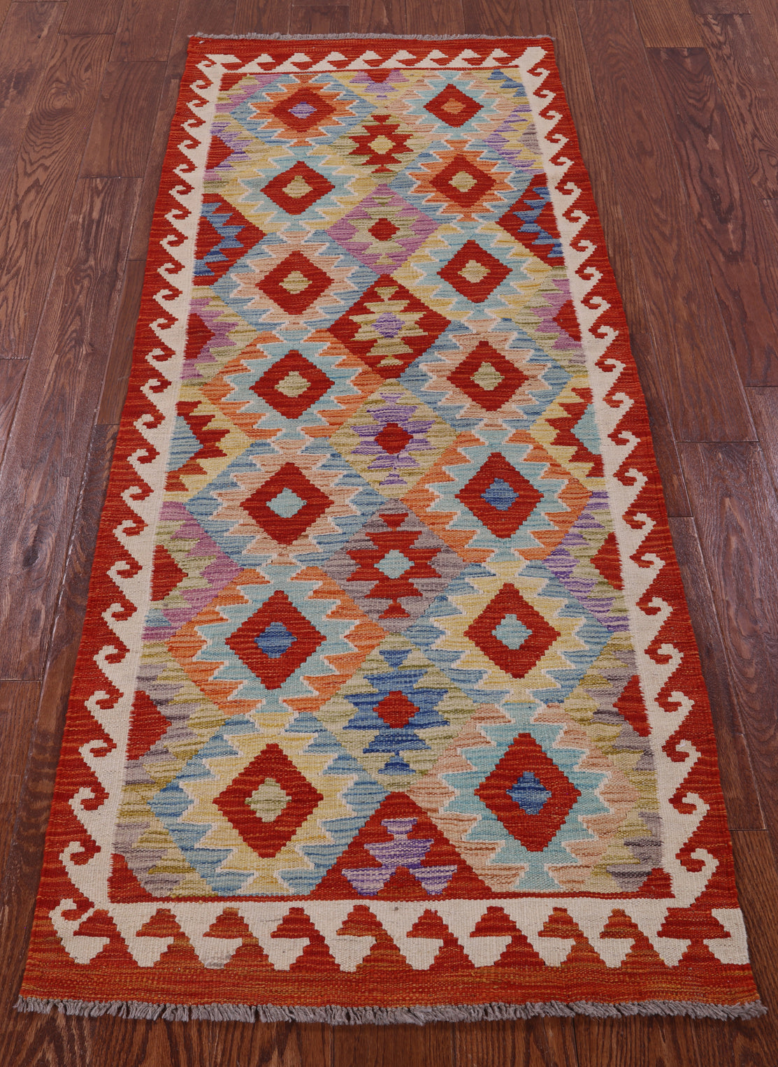 Reversible Kilim Flat Weave Wool On Wool Runner Rug - 2' 7" X 6' 7" - Golden Nile