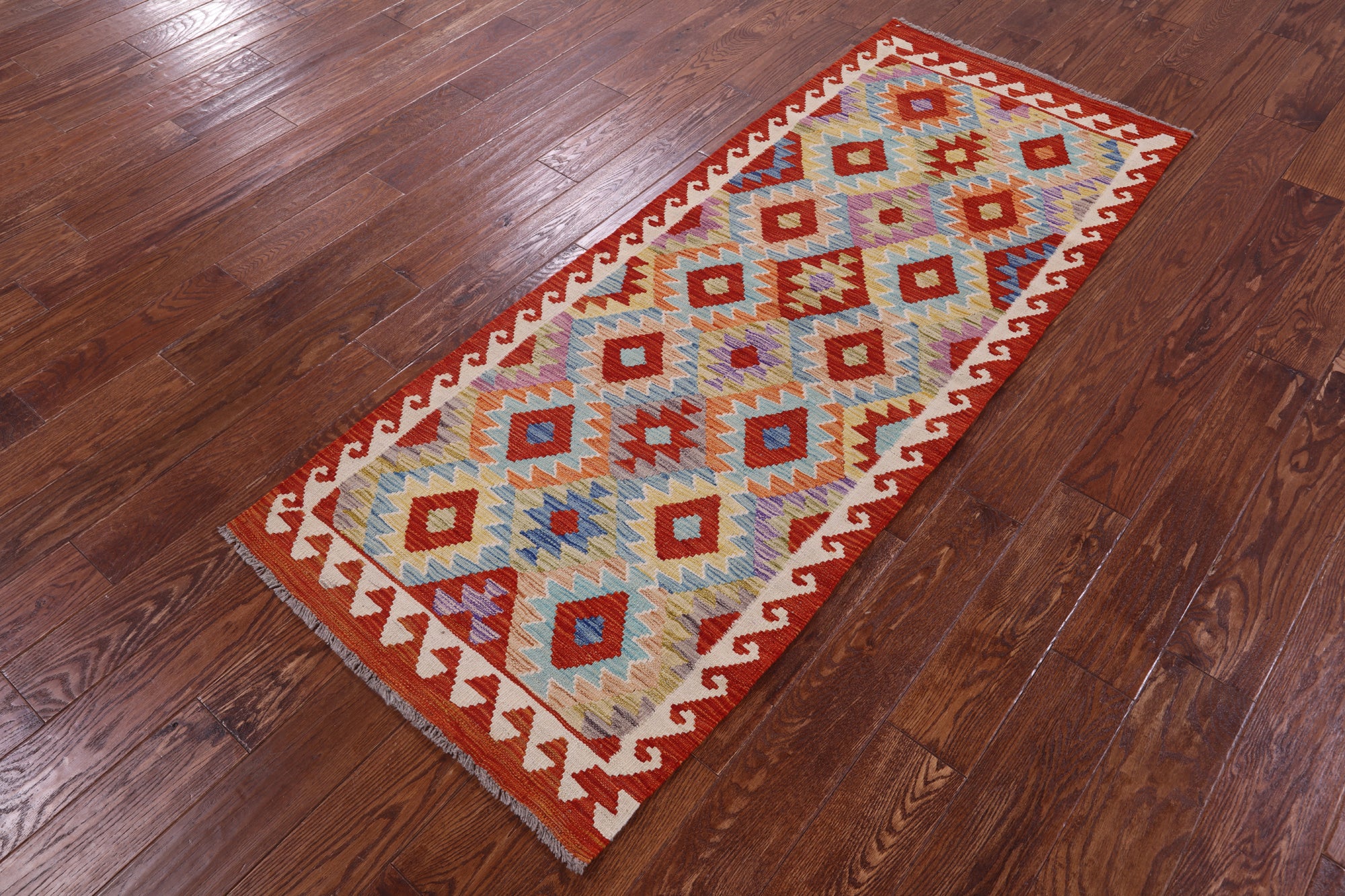 Reversible Kilim Flat Weave Wool On Wool Runner Rug - 2' 7" X 6' 7" - Golden Nile