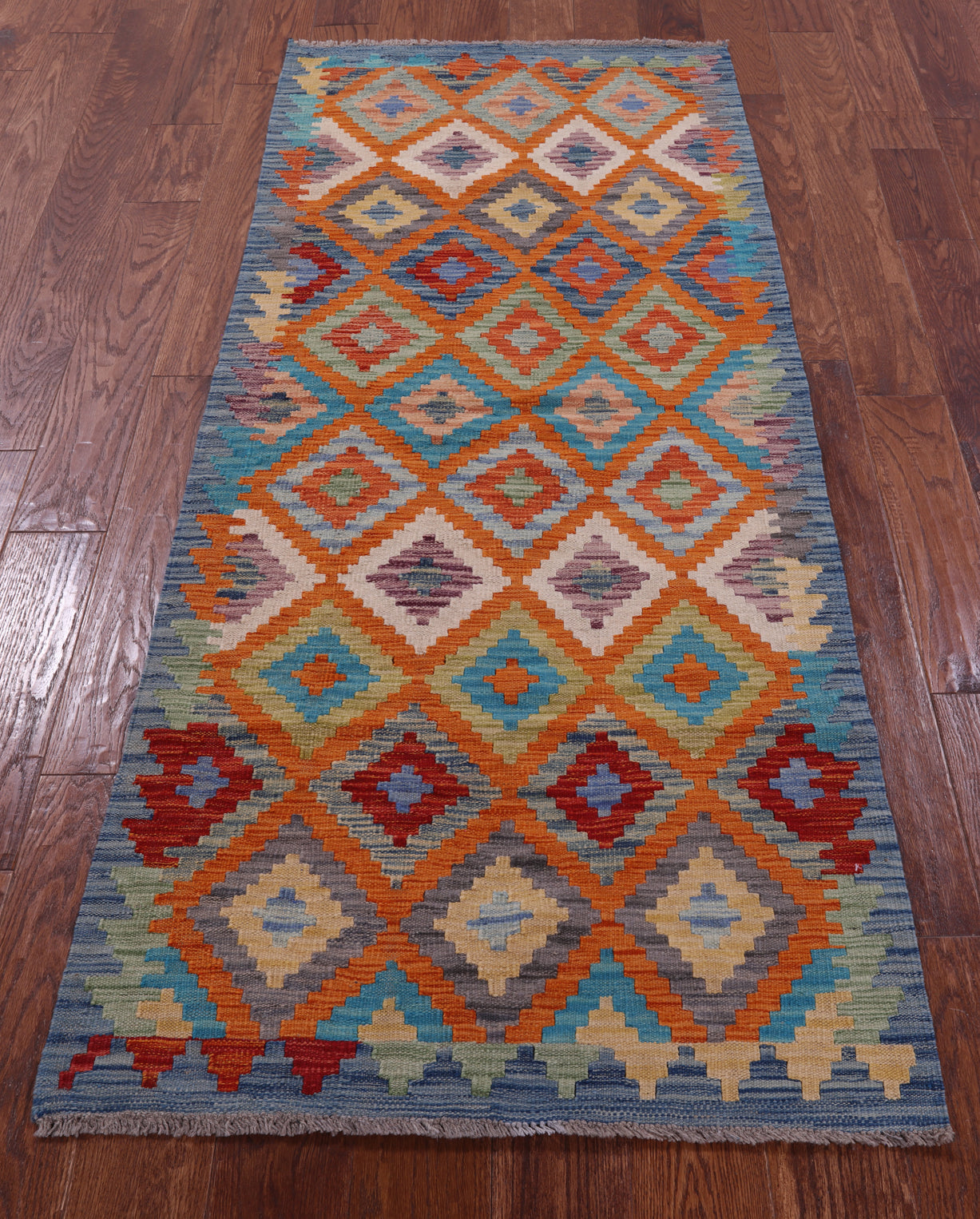 Reversible Kilim Flat Weave Wool On Wool Runner Rug - 2' 9" X 6' 9" - Golden Nile