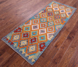 Reversible Kilim Flat Weave Wool On Wool Runner Rug - 2' 9" X 6' 9" - Golden Nile