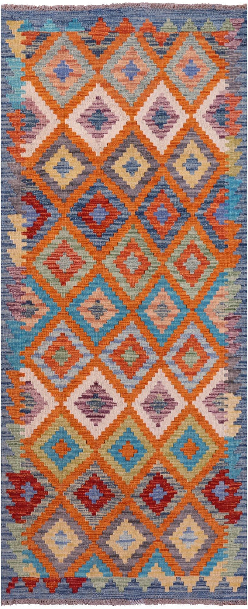 Reversible Kilim Flat Weave Wool On Wool Runner Rug - 2' 9" X 6' 9" - Golden Nile