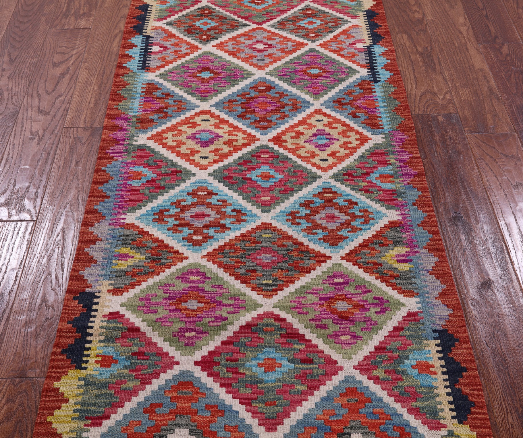 Reversible Kilim Flat Weave Wool On Wool Rug - 2' 7" X 6' 2" - Golden Nile