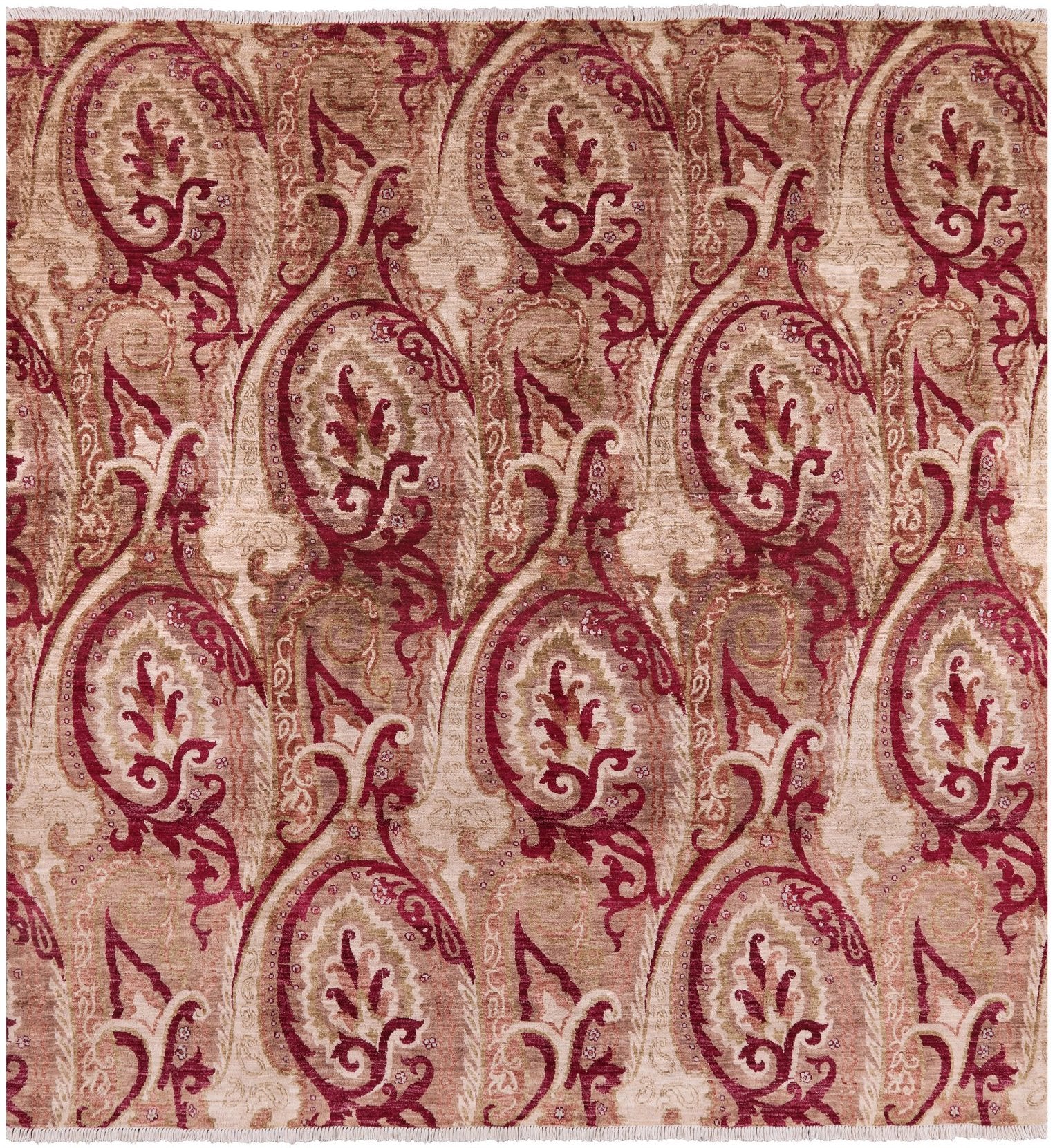 Square William Morris Handmade Wool Area Rug - 8' 1" X 8' 4" - Golden Nile