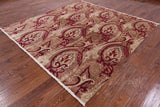 Square William Morris Handmade Wool Area Rug - 8' 1" X 8' 4" - Golden Nile