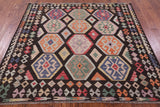 Reversible Kilim Flat Weave Wool On Wool Rug - 6' 3" X 6' 7" - Golden Nile