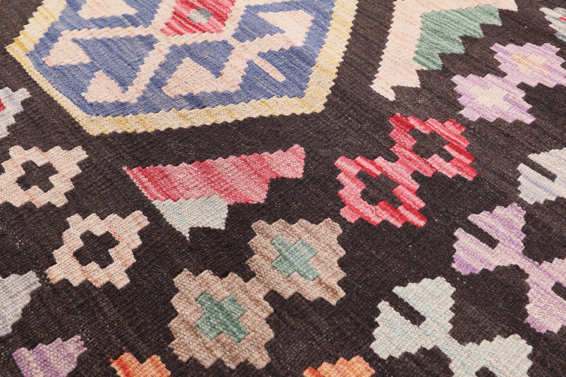 Reversible Kilim Flat Weave Wool On Wool Rug - 6' 3" X 6' 7" - Golden Nile