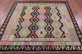 Reversible Kilim Flat Weave Wool On Wool Rug - 6' 2" X 6' 8" - Golden Nile
