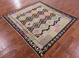 Reversible Kilim Flat Weave Wool On Wool Rug - 6' 2" X 6' 8" - Golden Nile