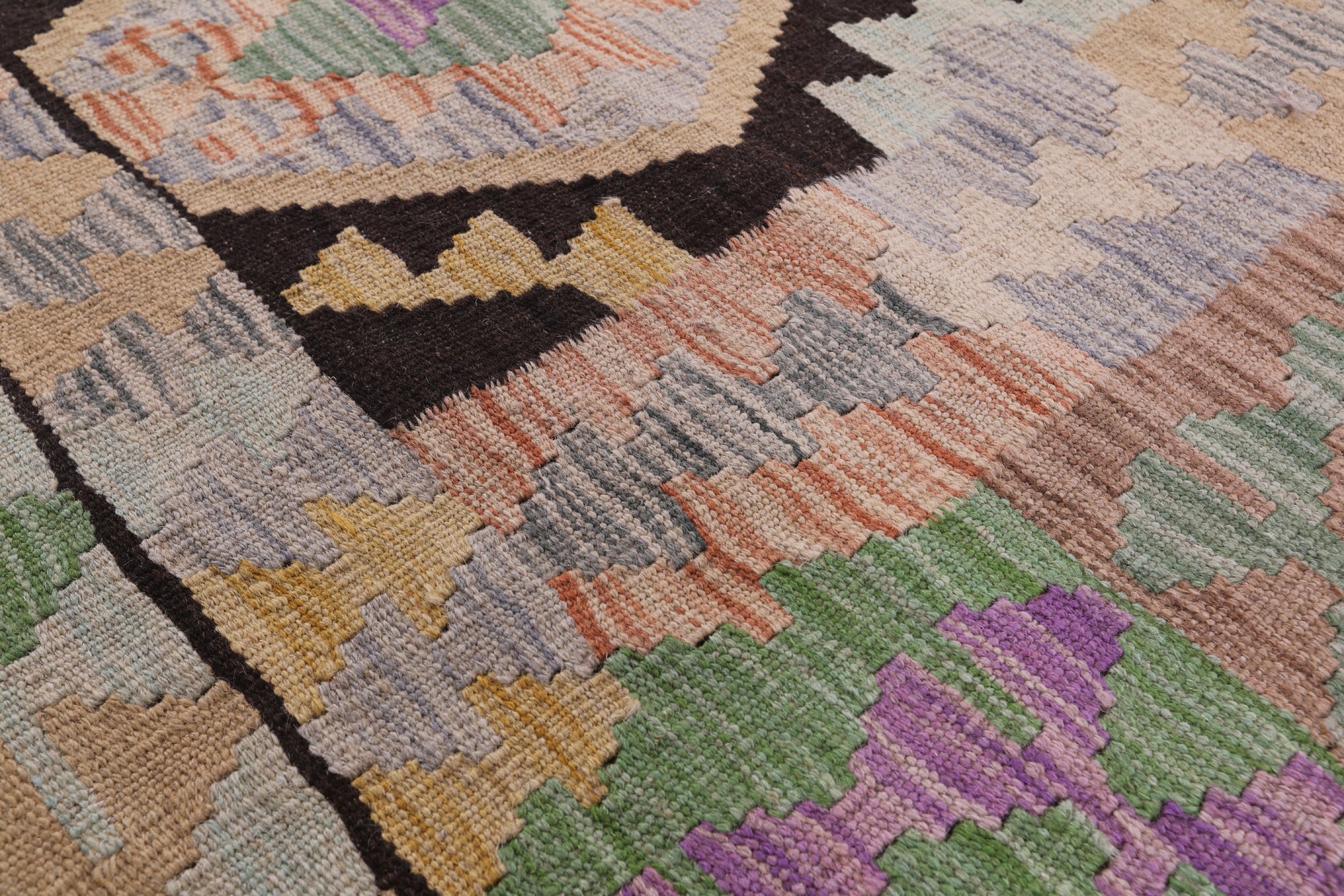 Reversible Kilim Flat Weave Wool On Wool Rug - 6' 2" X 6' 8" - Golden Nile