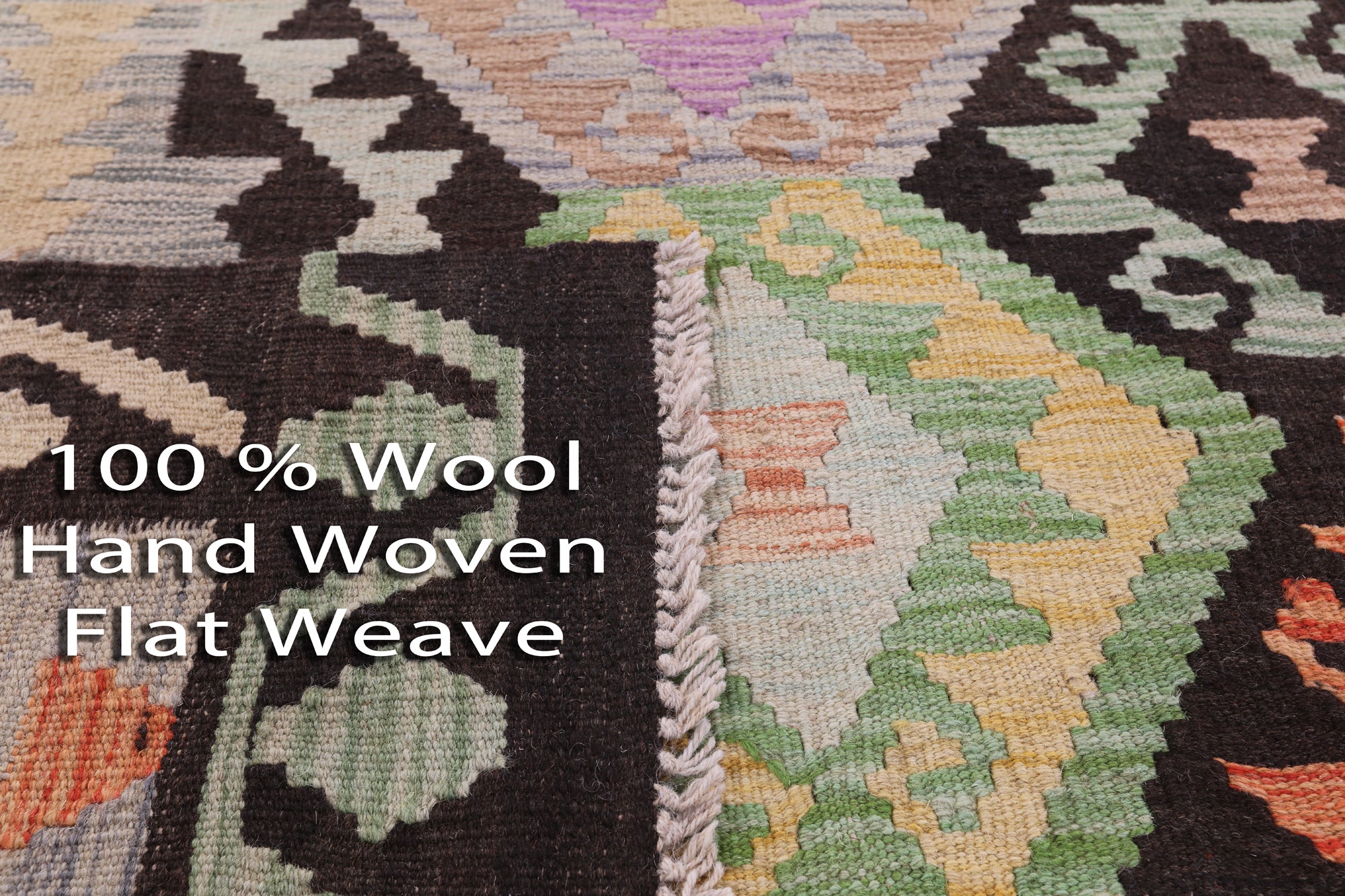 Reversible Kilim Flat Weave Wool On Wool Rug - 6' 2" X 6' 8" - Golden Nile