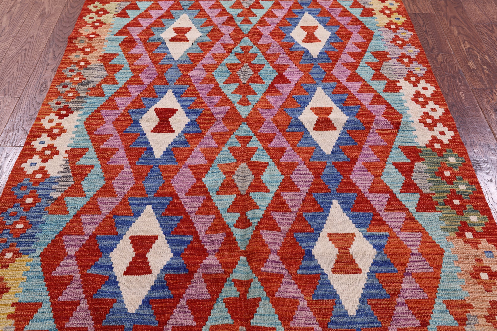 Reversible Kilim Flat Weave Wool On Wool Rug - 4' 5" X 6' 2" - Golden Nile