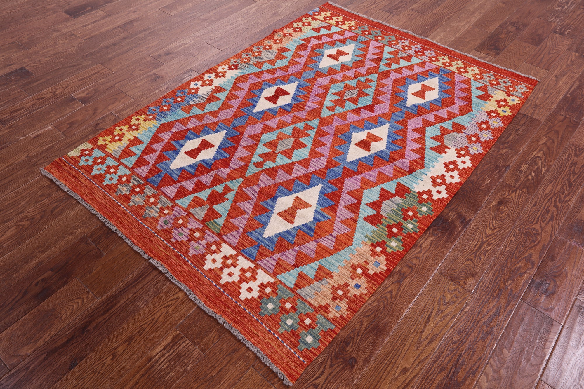 Reversible Kilim Flat Weave Wool On Wool Rug - 4' 5" X 6' 2" - Golden Nile