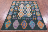 Reversible Kilim Flat Weave Wool On Wool Rug - 4' 11" X 6' 5" - Golden Nile
