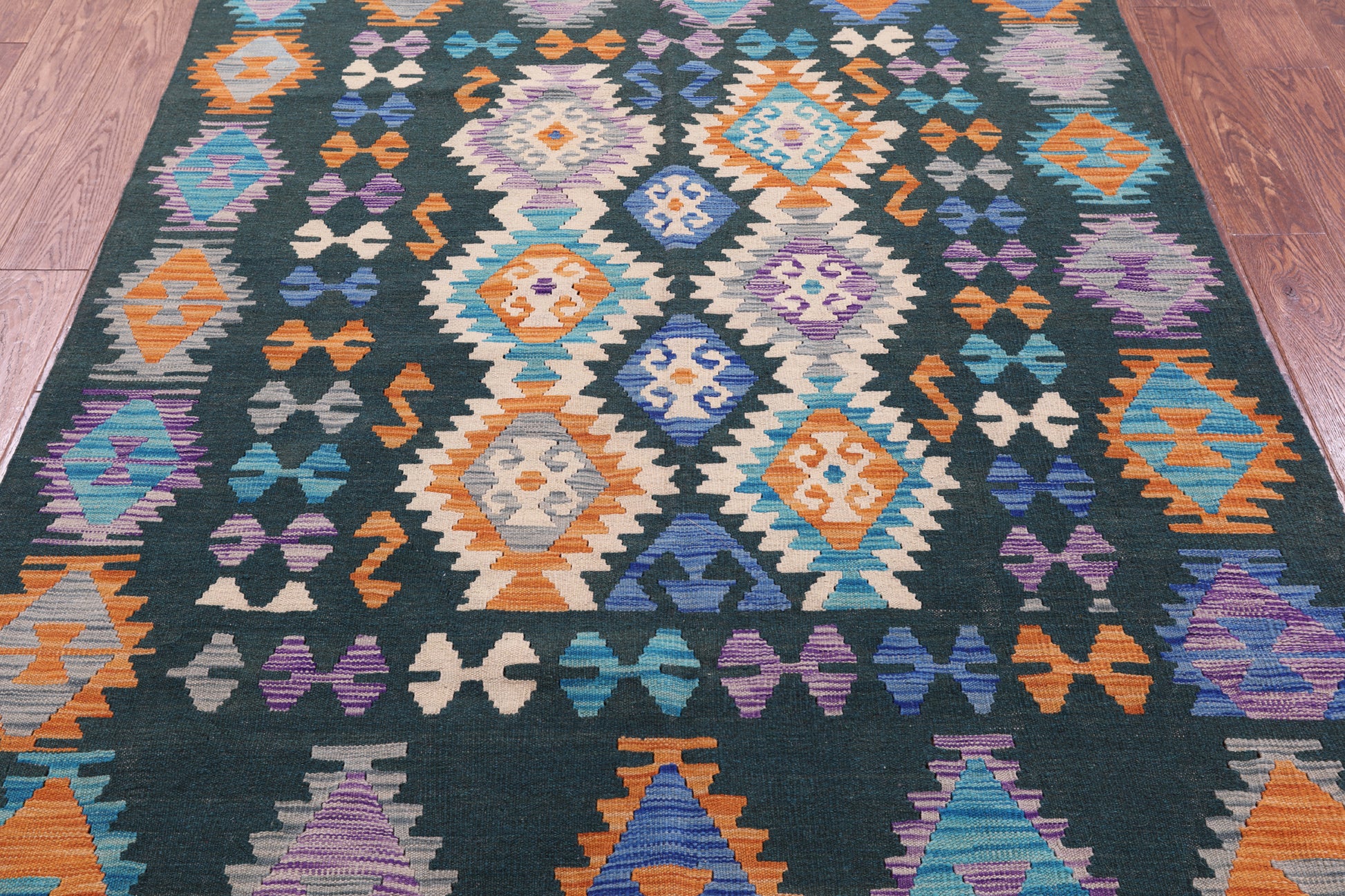 Reversible Kilim Flat Weave Wool On Wool Rug - 4' 11" X 6' 5" - Golden Nile