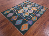 Reversible Kilim Flat Weave Wool On Wool Rug - 4' 11" X 6' 5" - Golden Nile