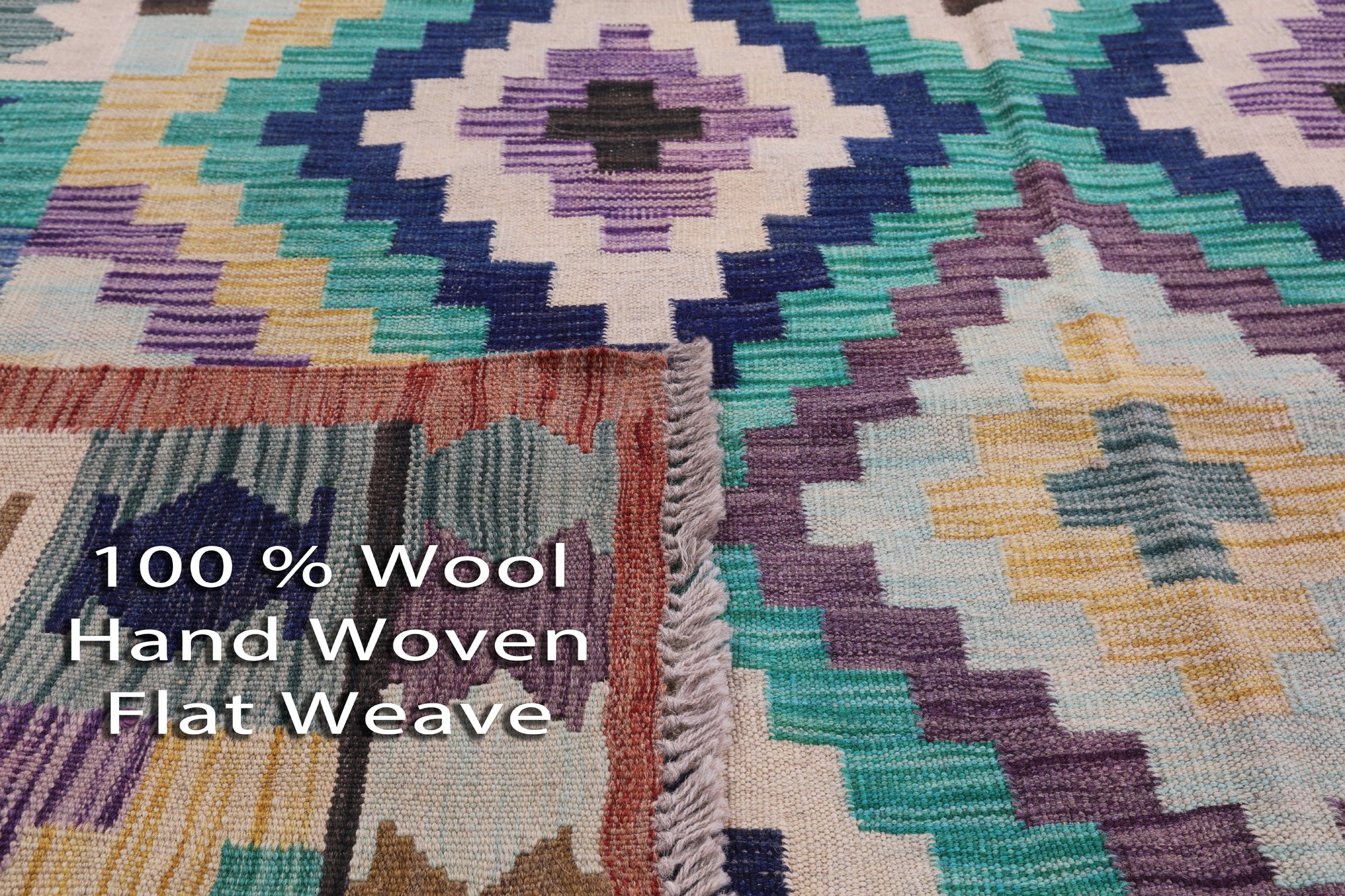 Reversible Kilim Flat Weave Wool On Wool Rug - 4' 10" X 6' 8" - Golden Nile