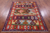 Reversible Kilim Flat Weave Wool On Wool Rug - 5' 4" X 6' 5" - Golden Nile