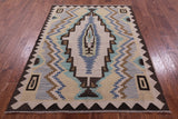 Reversible Kilim Flat Weave Wool On Wool Rug - 5' 0" X 6' 6" - Golden Nile