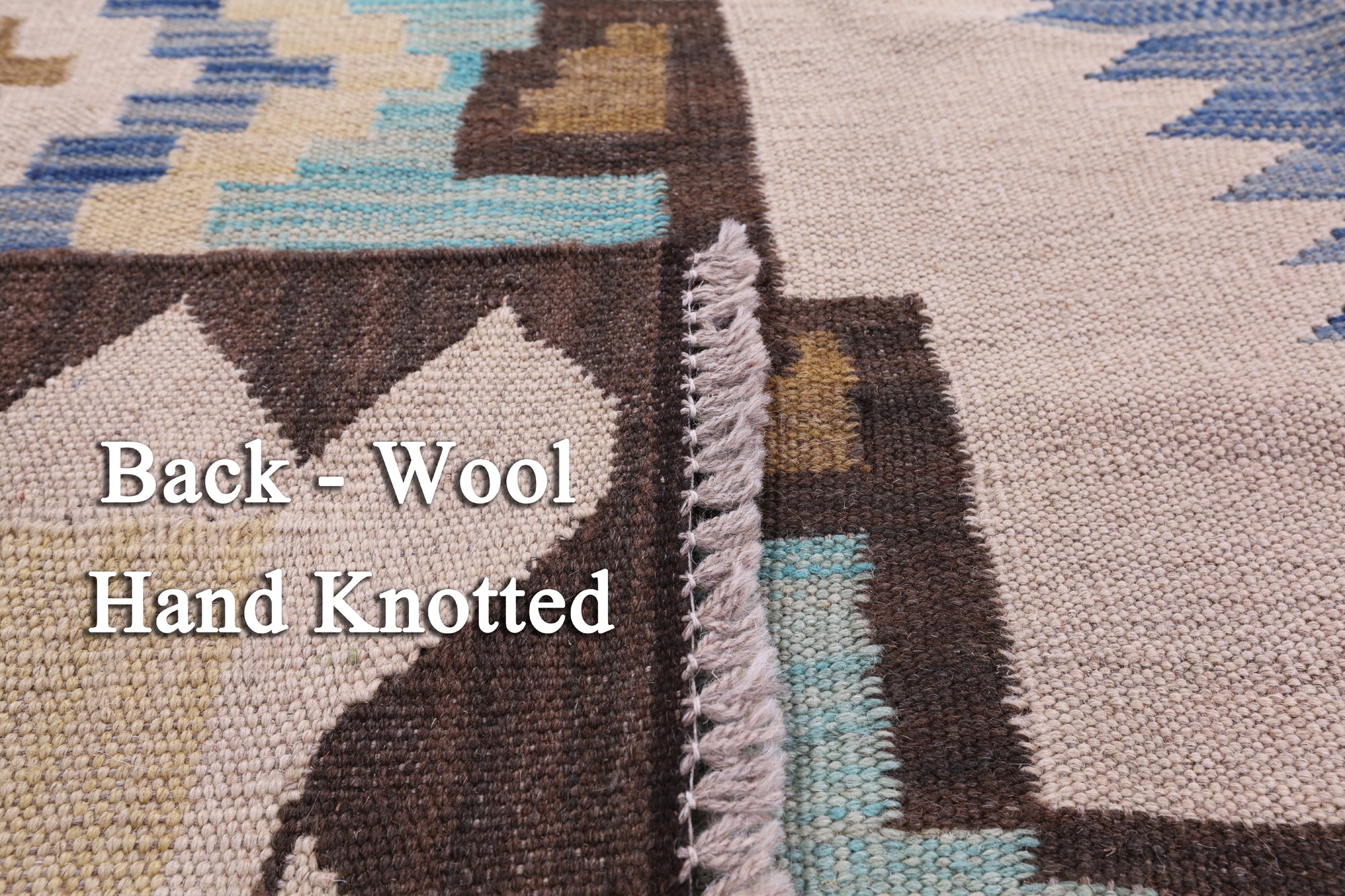 Reversible Kilim Flat Weave Wool On Wool Rug - 5' 0" X 6' 6" - Golden Nile