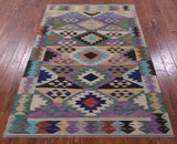 Reversible Kilim Flat Weave Wool On Wool Rug - 4' 9" X 6' 8" - Golden Nile