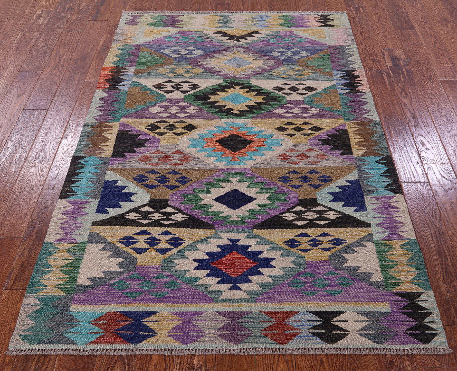 Reversible Kilim Flat Weave Wool On Wool Rug - 4' 9" X 6' 8" - Golden Nile