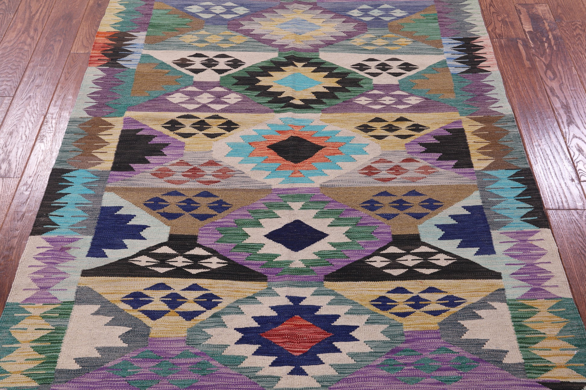 Reversible Kilim Flat Weave Wool On Wool Rug - 4' 9" X 6' 8" - Golden Nile