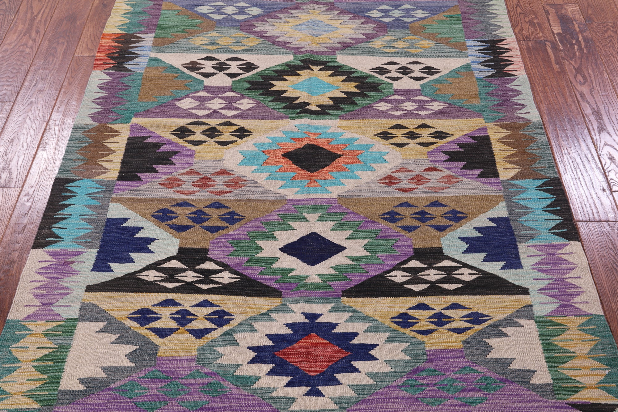 Reversible Kilim Flat Weave Wool On Wool Rug - 4' 9" X 6' 8" - Golden Nile