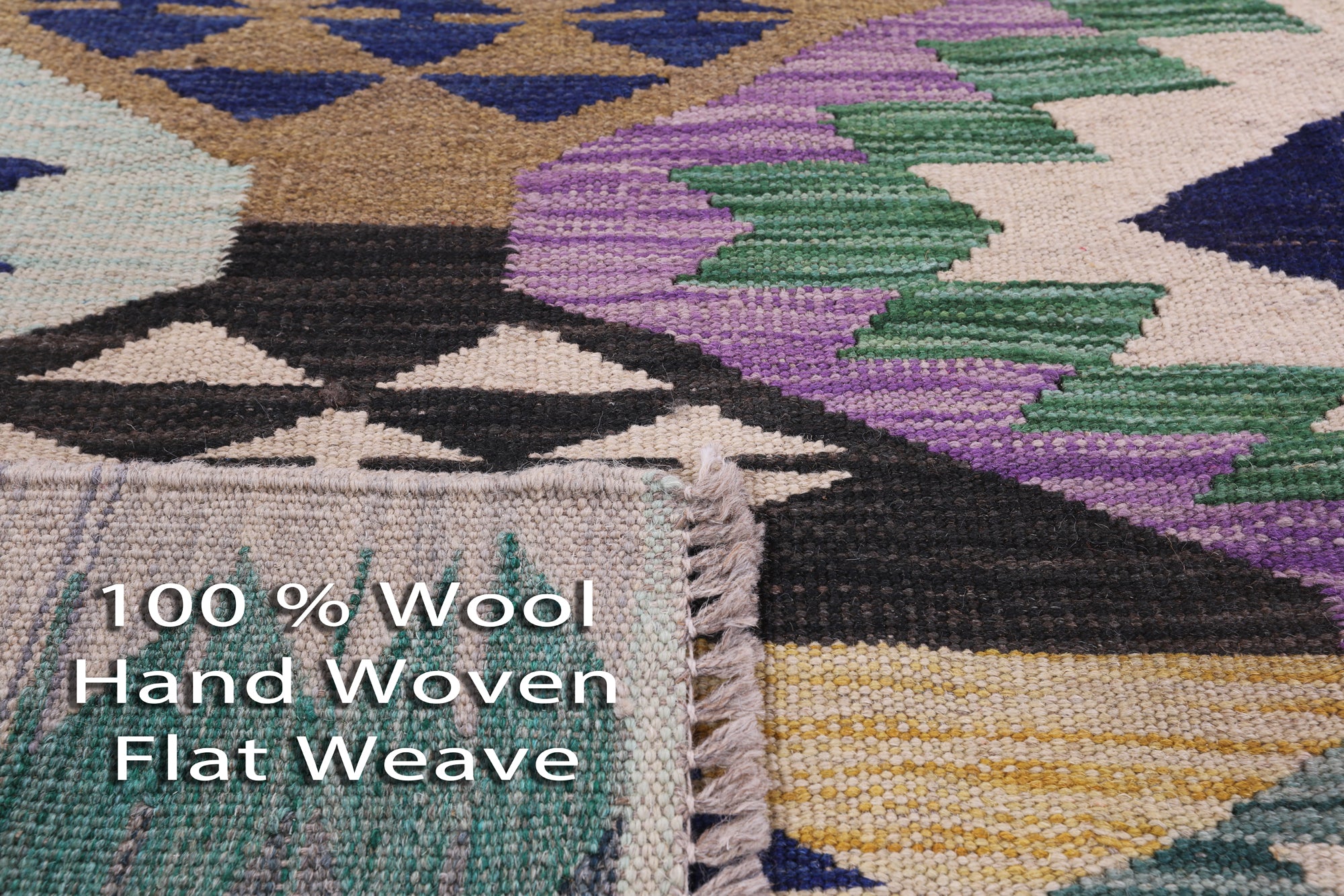 Reversible Kilim Flat Weave Wool On Wool Rug - 4' 9" X 6' 8" - Golden Nile