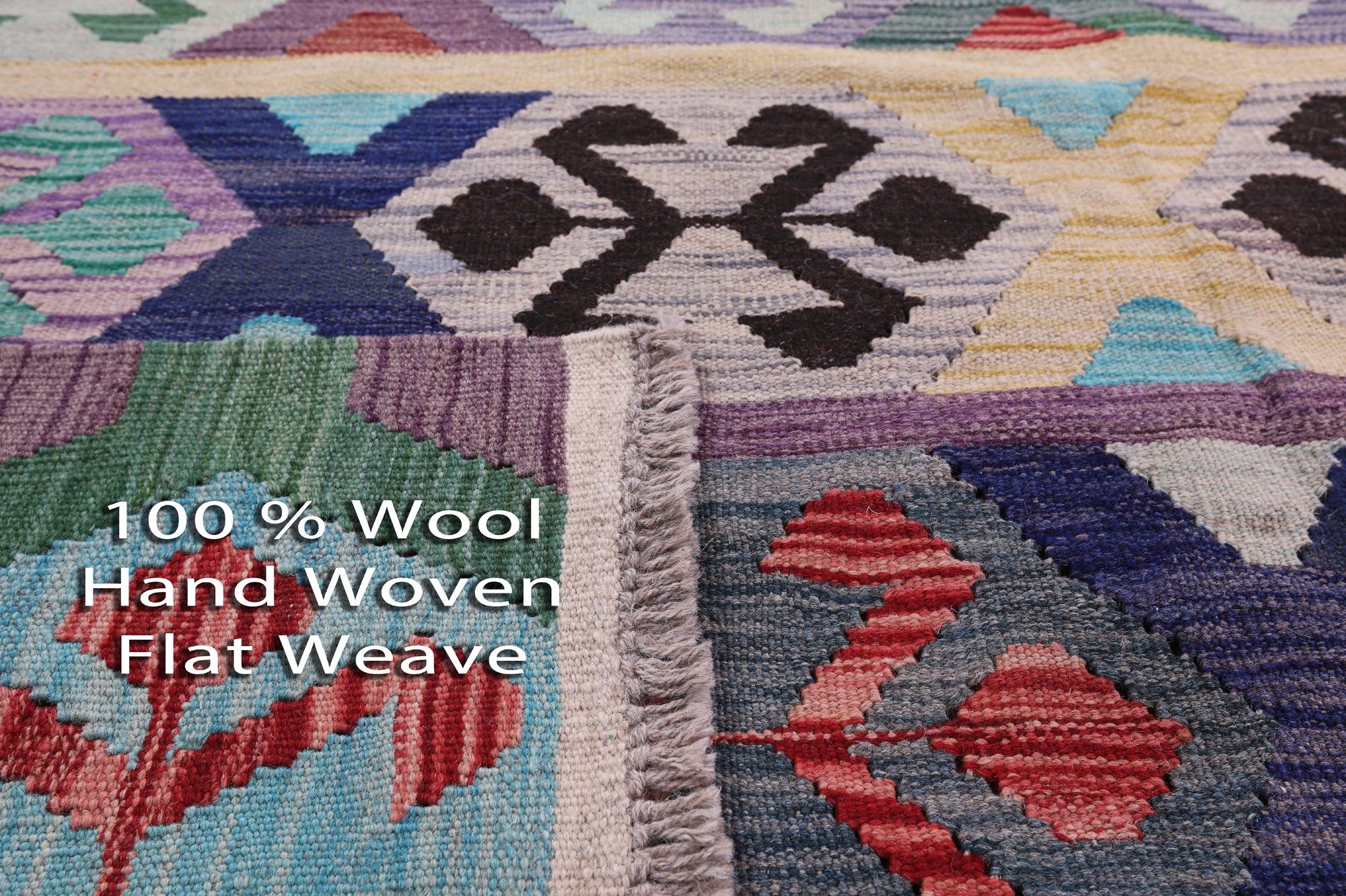 Reversible Kilim Flat Weave Wool On Wool Rug - 5' 0" X 6' 5" - Golden Nile