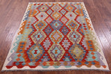 Reversible Kilim Flat Weave Wool On Wool Rug - 4' 10" X 6' 1" - Golden Nile