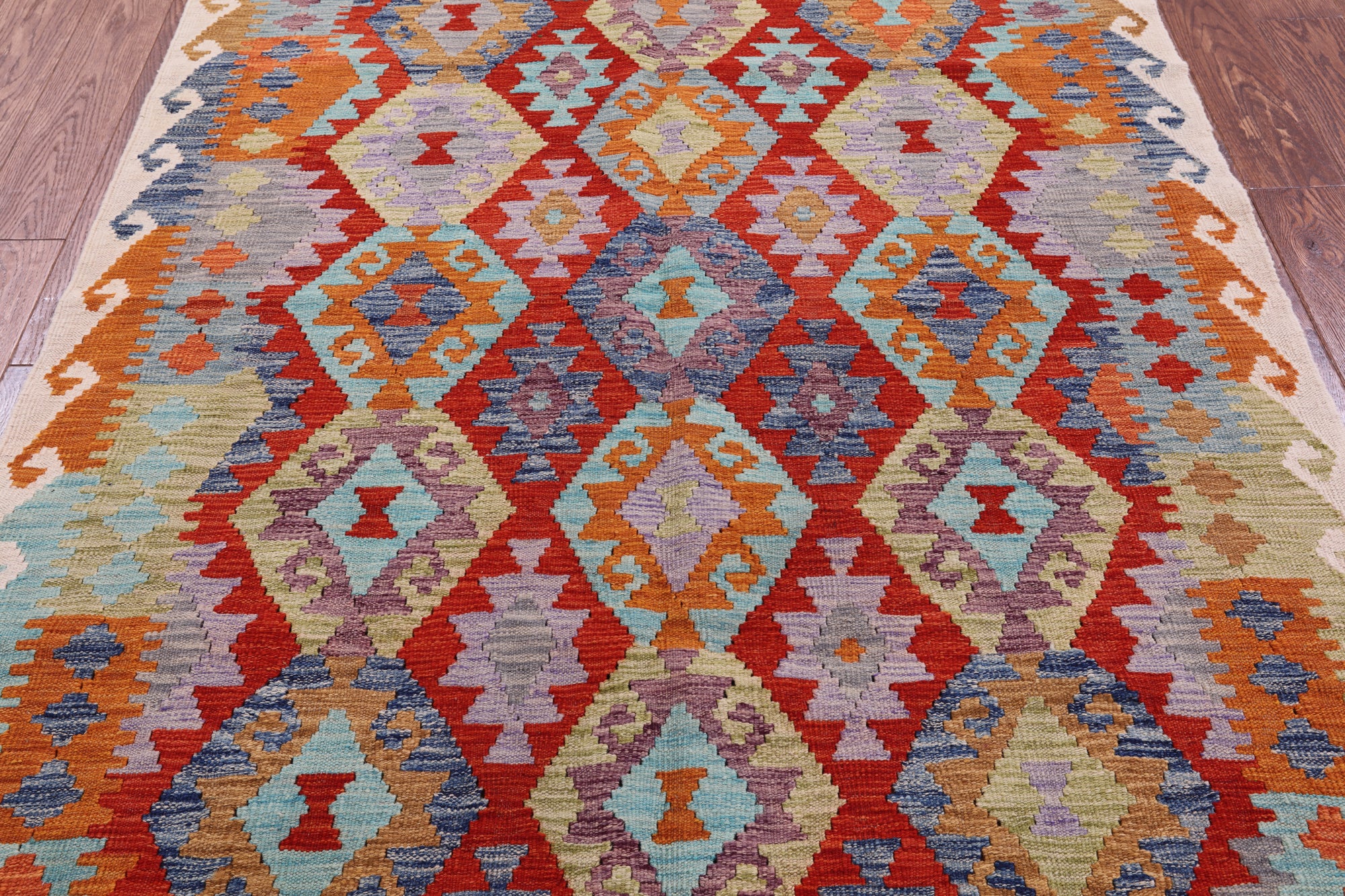 Reversible Kilim Flat Weave Wool On Wool Rug - 4' 10" X 6' 1" - Golden Nile