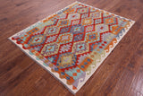 Reversible Kilim Flat Weave Wool On Wool Rug - 4' 10" X 6' 1" - Golden Nile