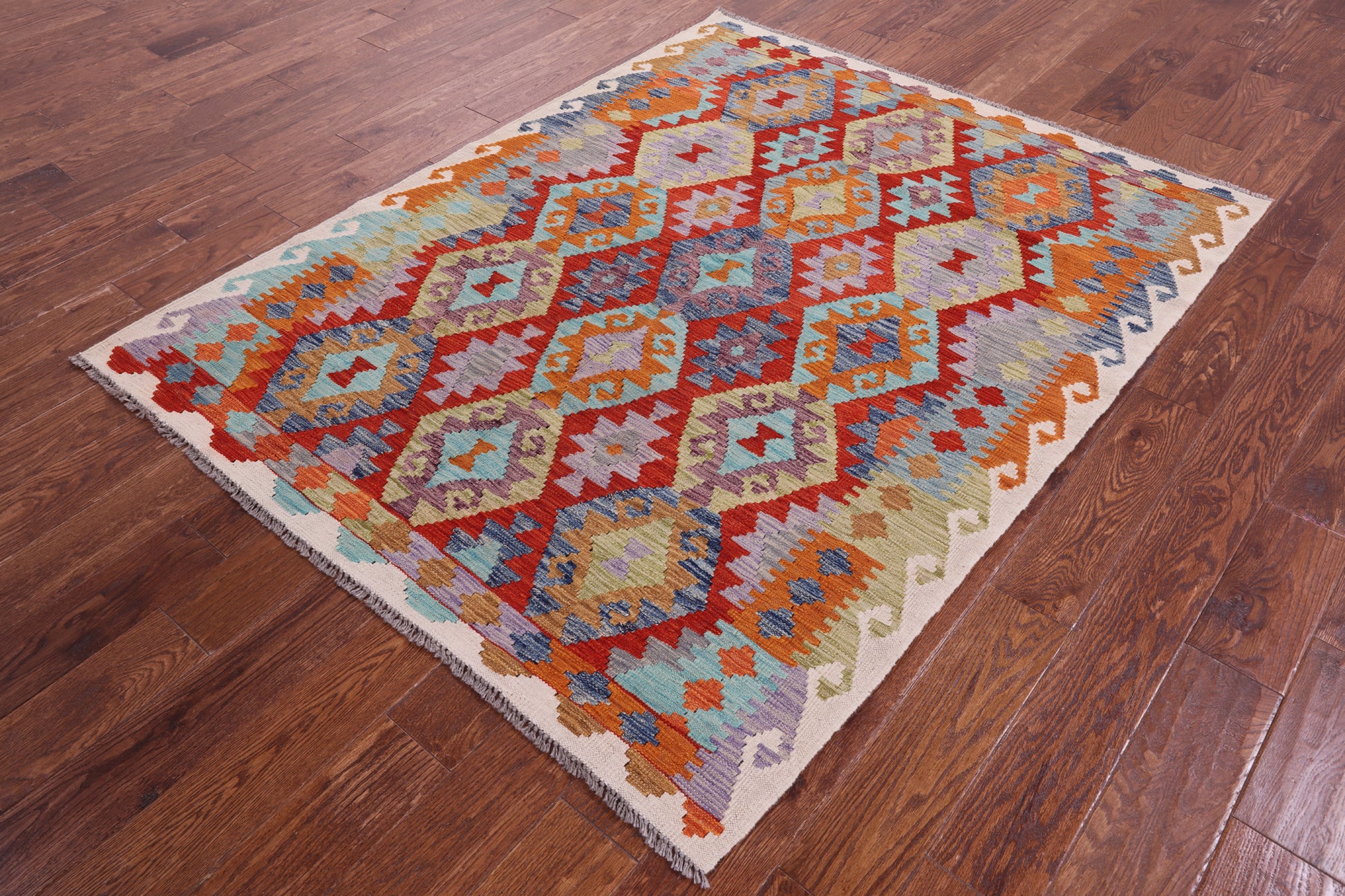 Reversible Kilim Flat Weave Wool On Wool Rug - 4' 10" X 6' 1" - Golden Nile
