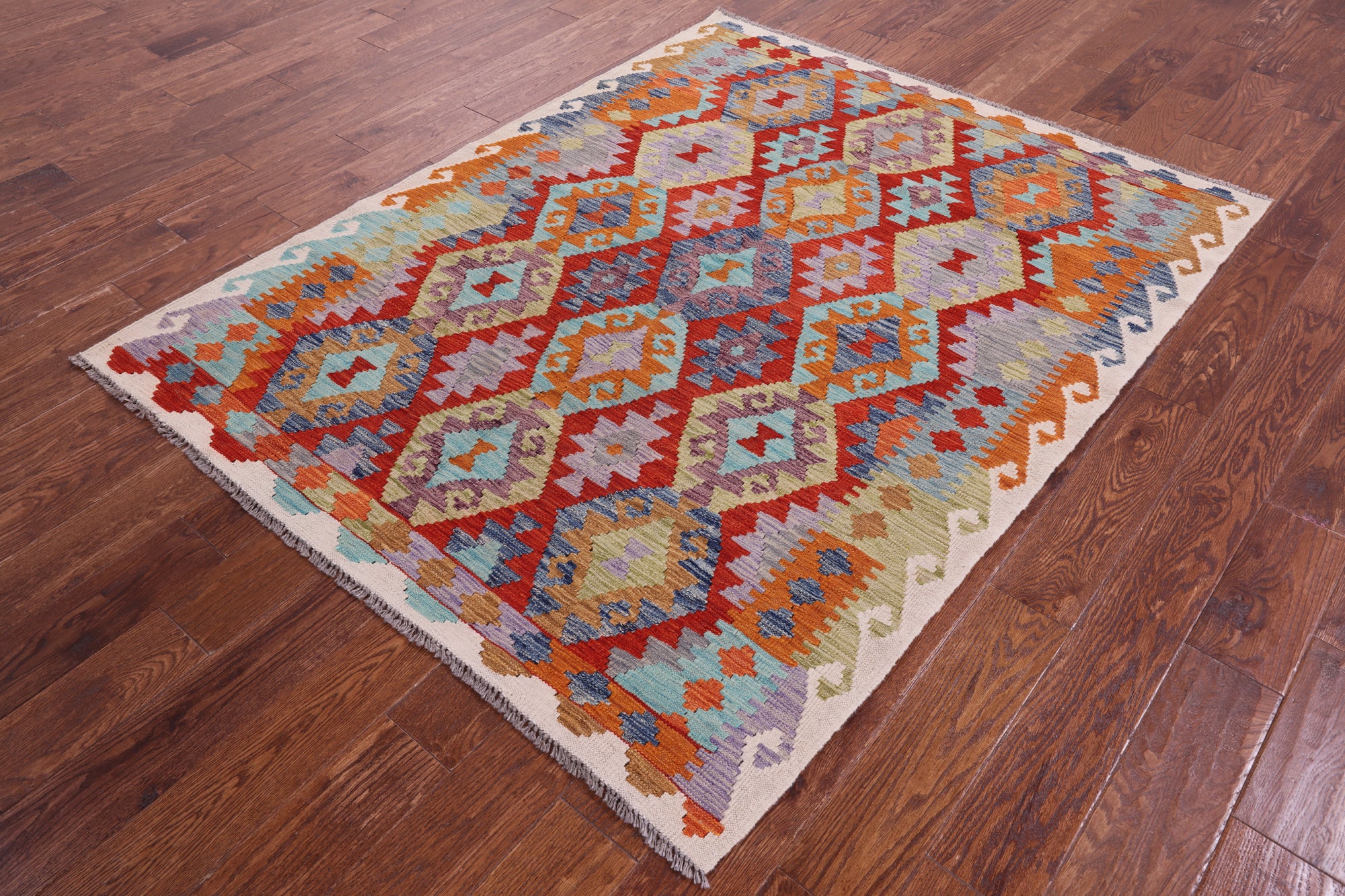 Reversible Kilim Flat Weave Wool On Wool Rug - 4' 10" X 6' 1" - Golden Nile