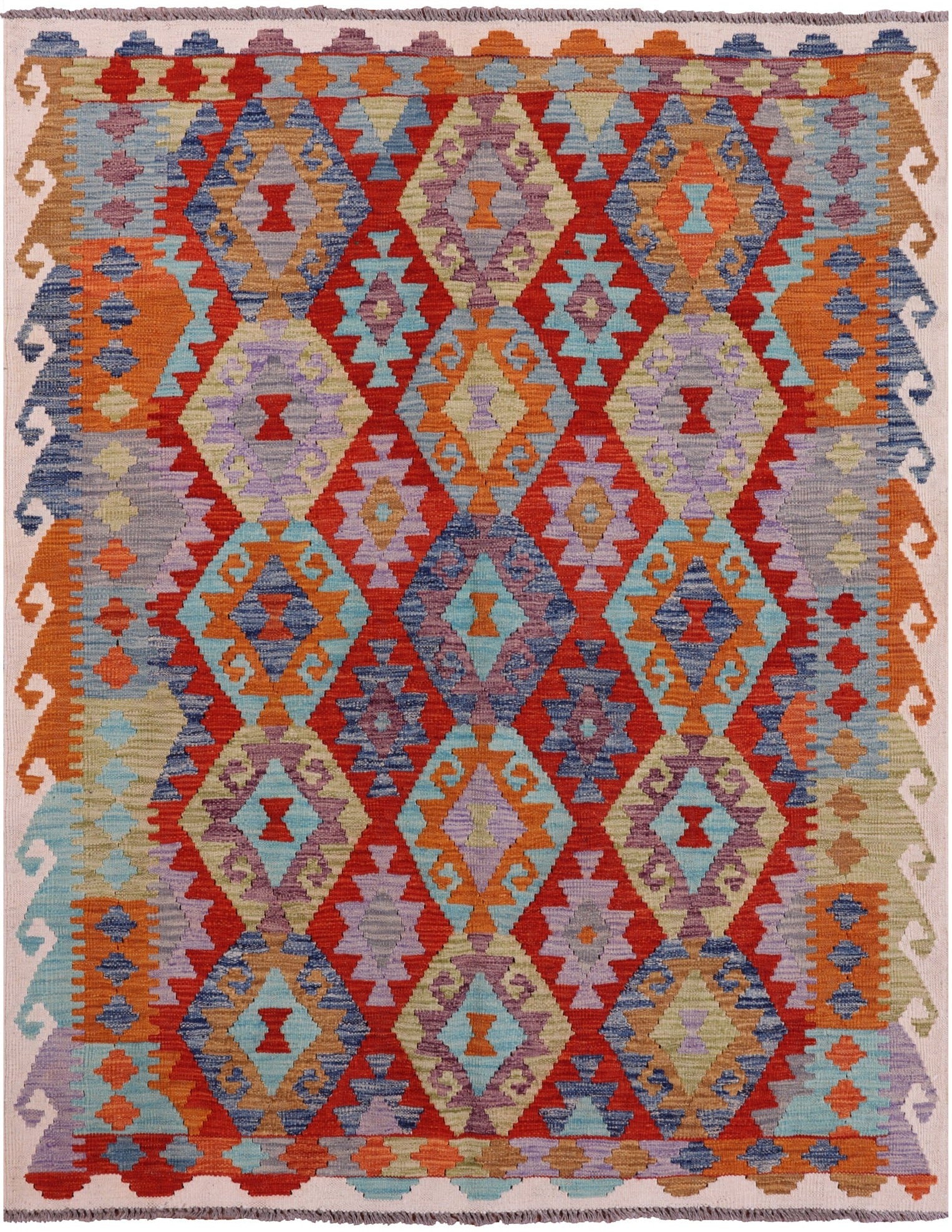 Reversible Kilim Flat Weave Wool On Wool Rug - 4' 10" X 6' 1" - Golden Nile