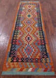 Reversible Kilim Flat Weave Wool On Wool Runner Rug - 2' 9" X 9' 6" - Golden Nile
