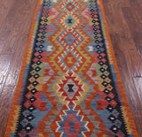 Reversible Kilim Flat Weave Wool On Wool Runner Rug - 2' 9" X 9' 6" - Golden Nile