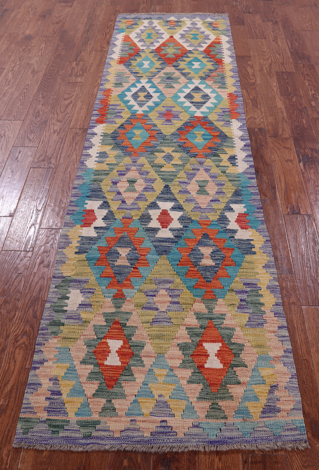 Reversible Kilim Flat Weave Wool On Wool Runner Rug - 2' 9" X 9' 6" - Golden Nile