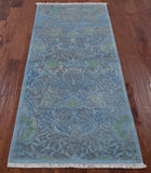 Blue Overdyed Full Pile Handmade Wool Runner Rug - 2' 7" X 6' 4" - Golden Nile