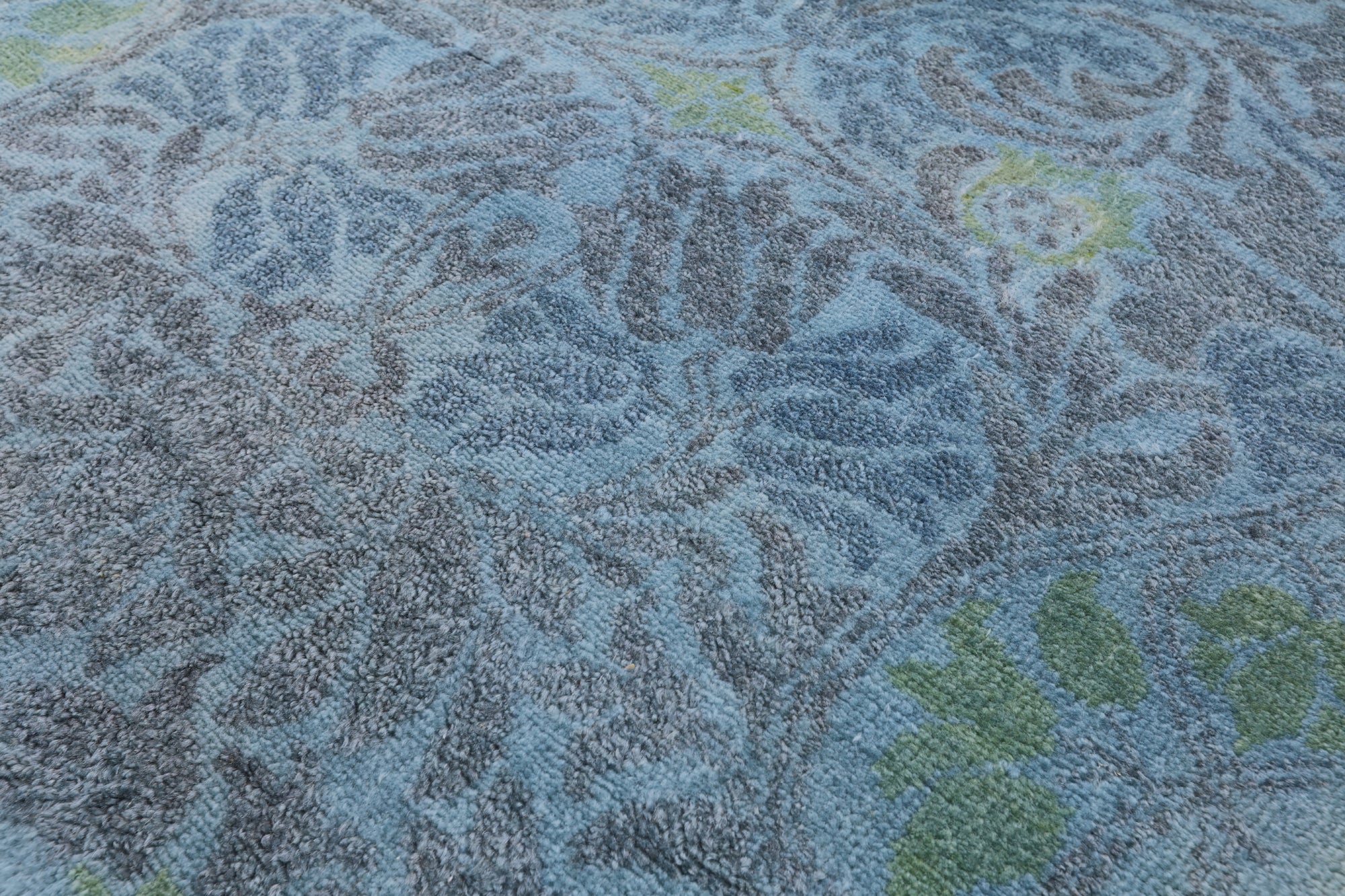Blue Overdyed Full Pile Handmade Wool Runner Rug - 2' 7" X 6' 4" - Golden Nile