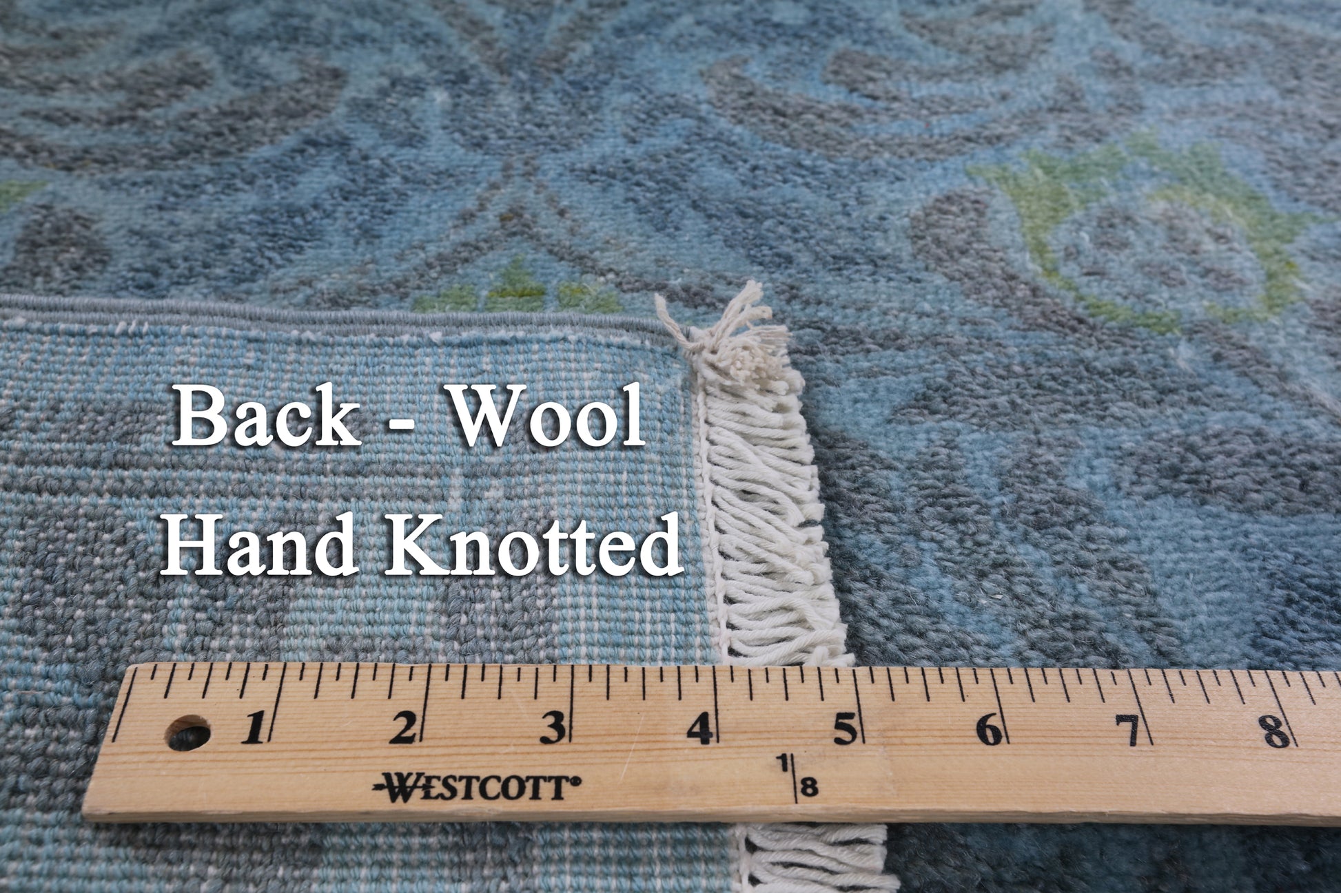 Blue Overdyed Full Pile Handmade Wool Runner Rug - 2' 7" X 6' 4" - Golden Nile